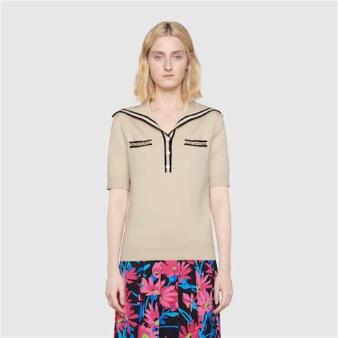 polo gucci mujer|Wool polo shirt with contrast trim .